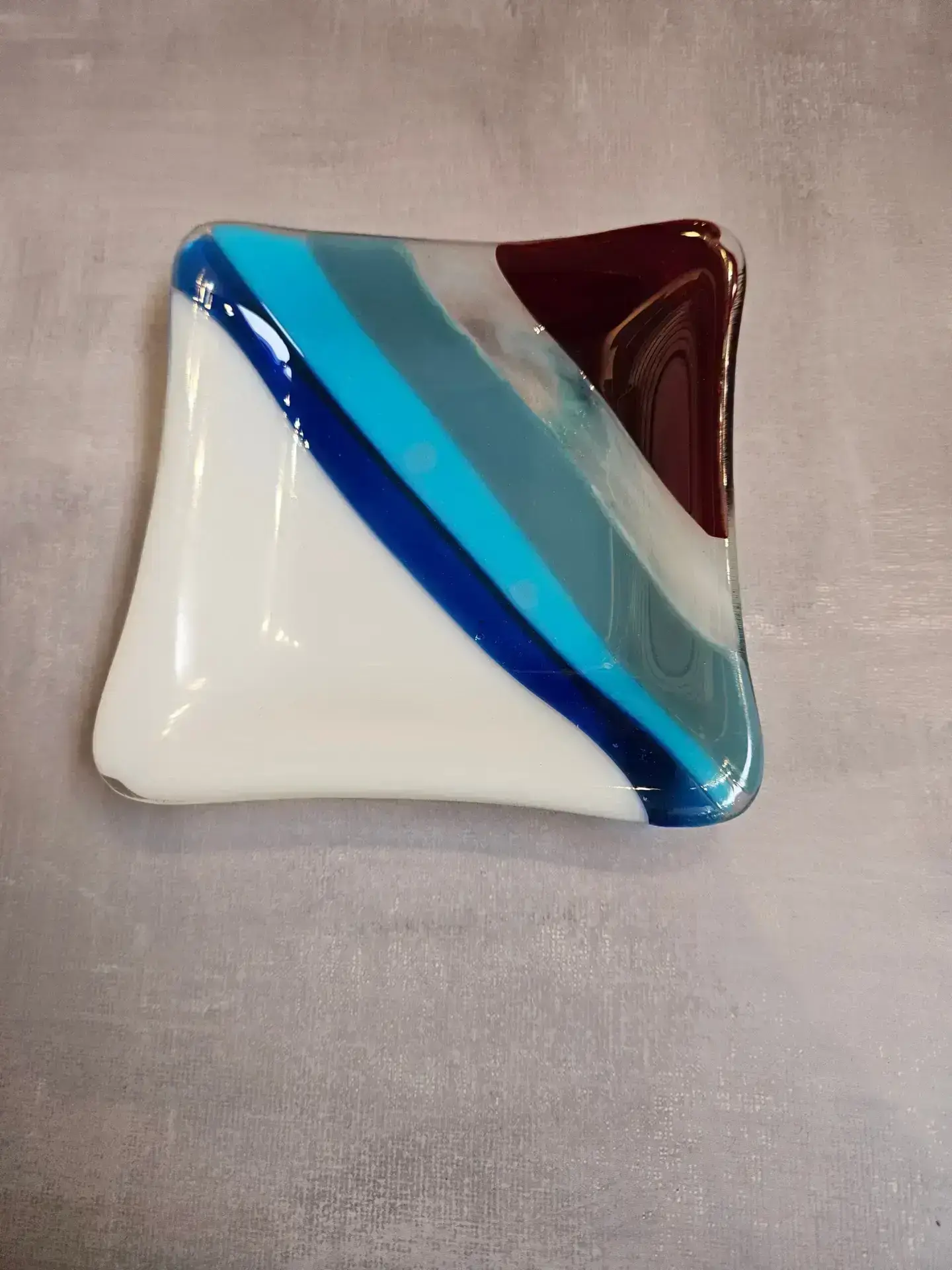 Diagonal Drift Glass Dish - Fused Glass