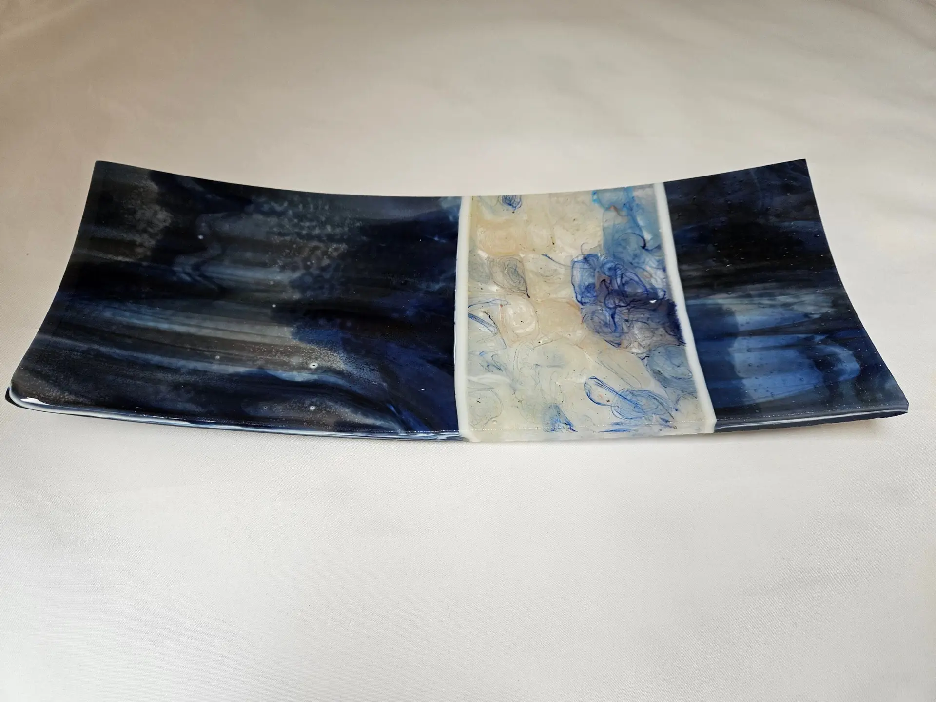 Indigo Drift Glass Tray - Fused Glass