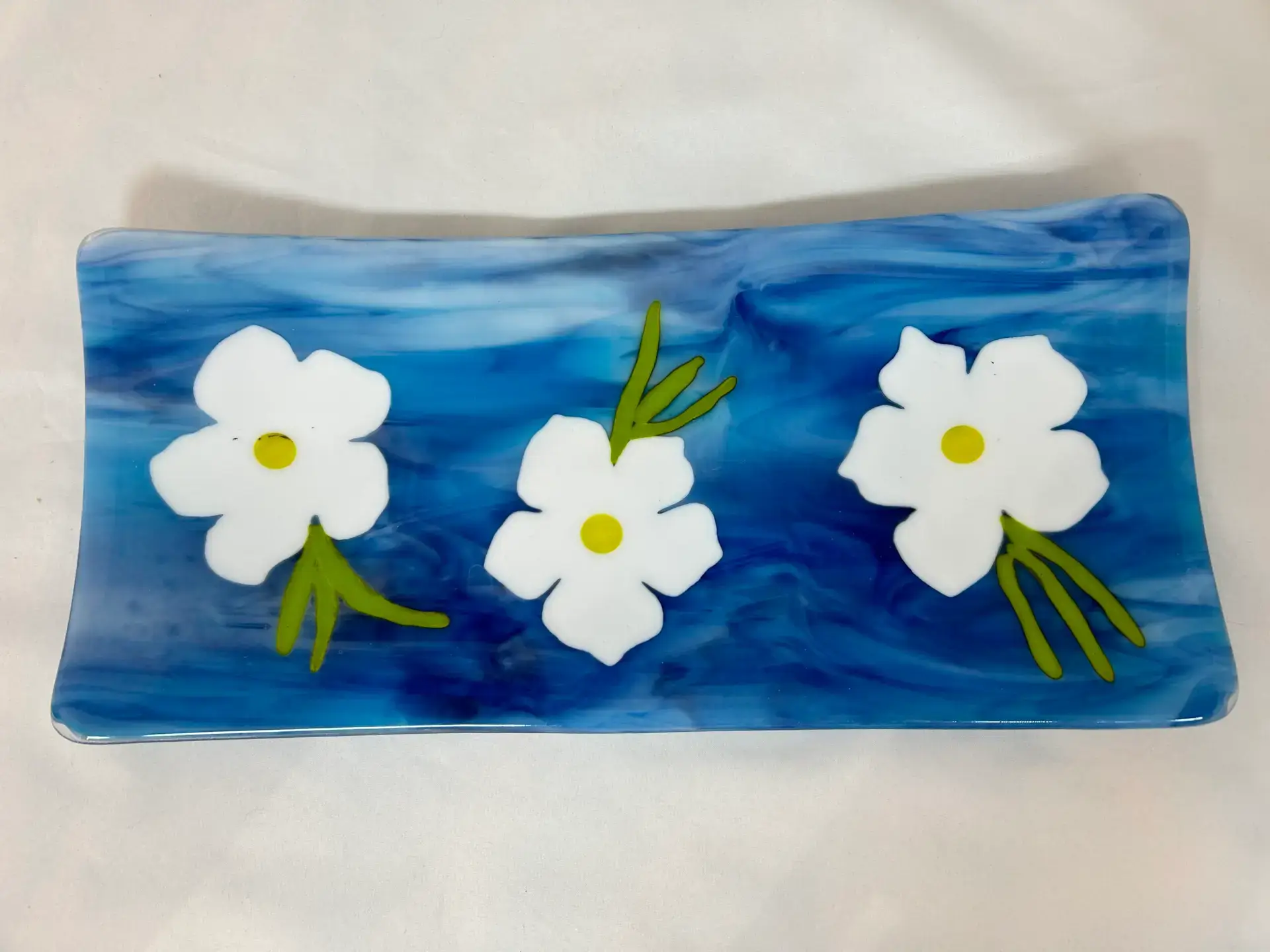 Floral Serenity Fused Glass Tray - Fused Glass
