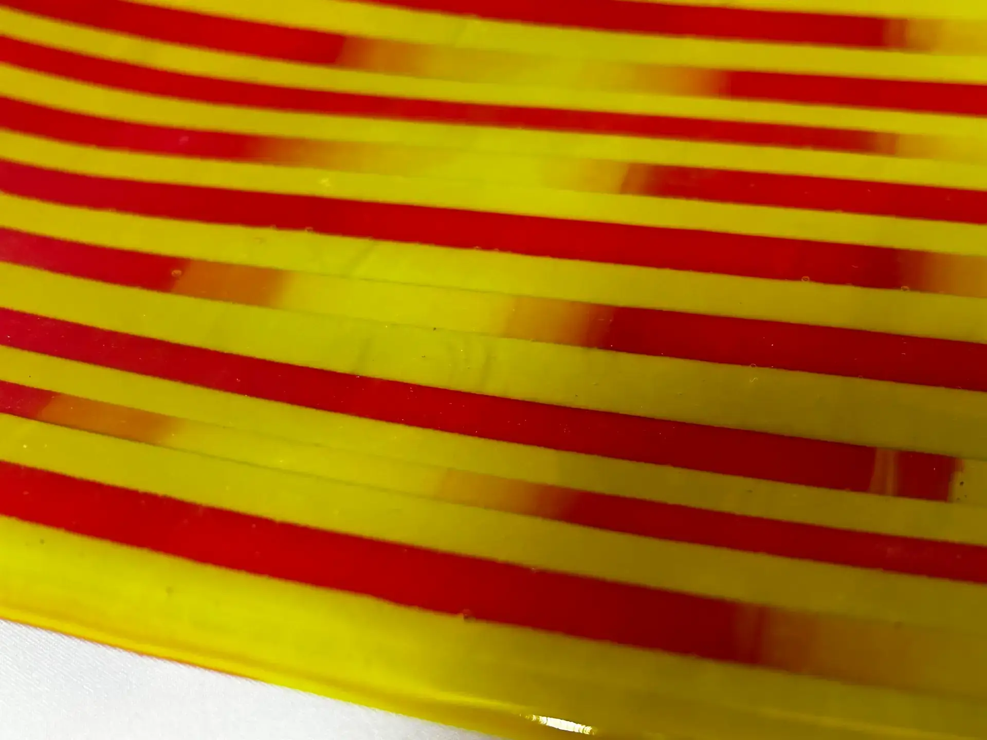 Alternate view of Vibrant Stripes elongated fused glass tray