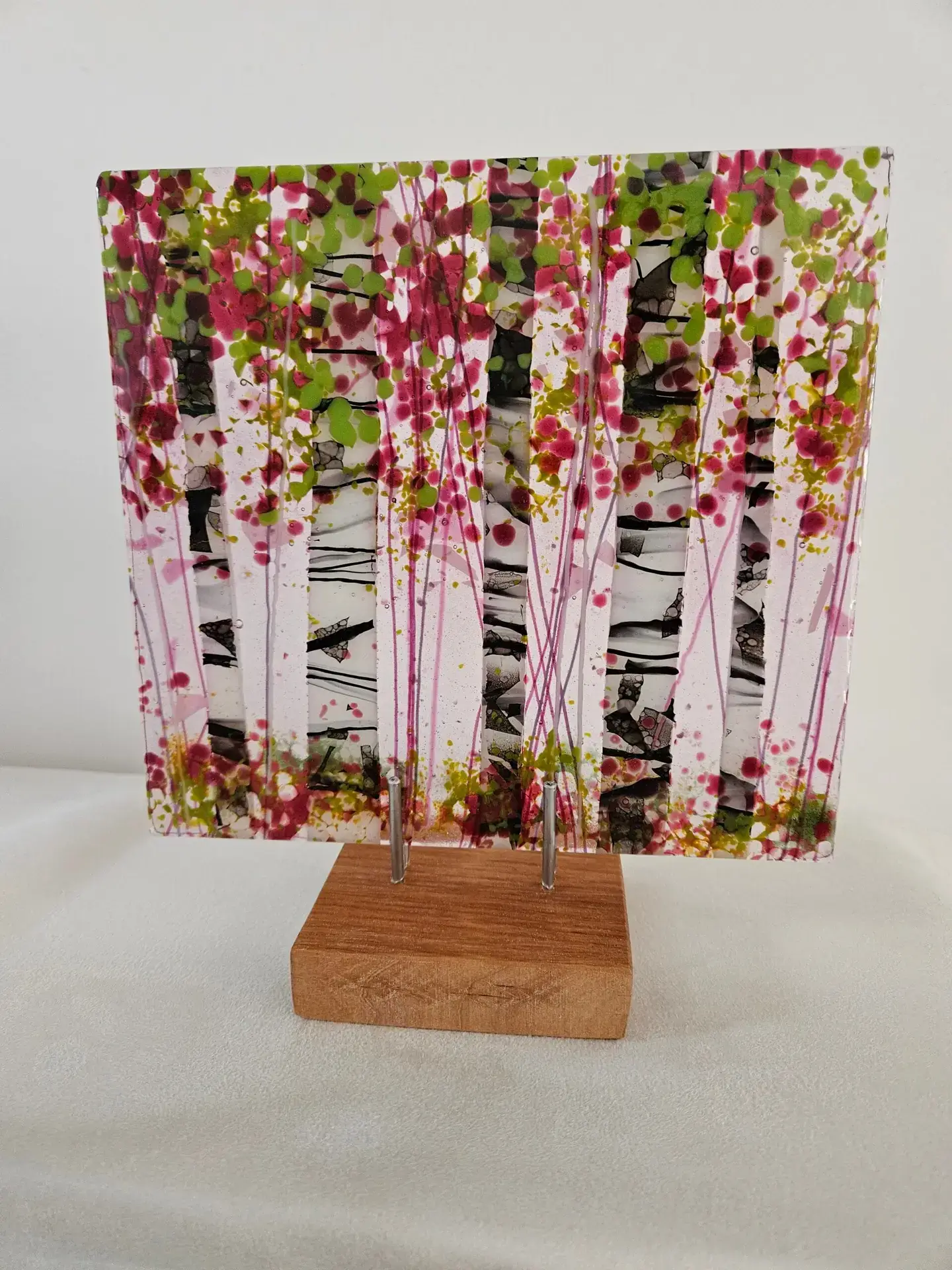 Birch Grove in Bloom Glass Art - Fused Glass