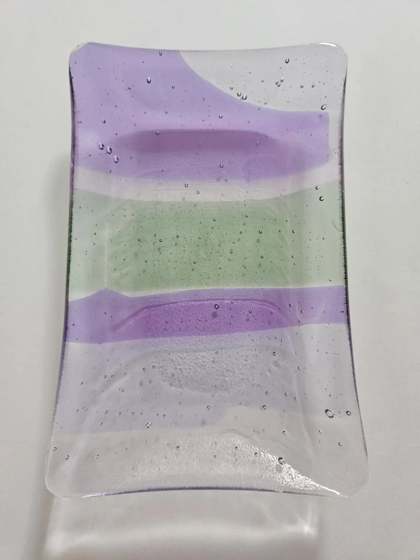 Soft Hues Striped Glass Dish - Fused Glass