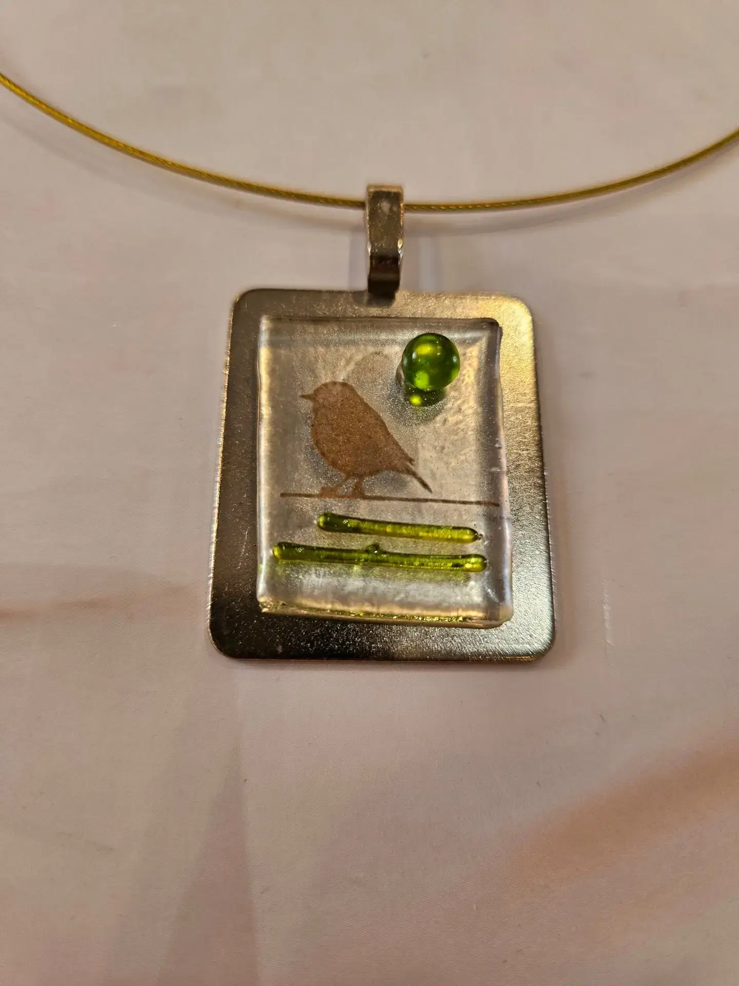 Songbird Pendant - Fused Glass