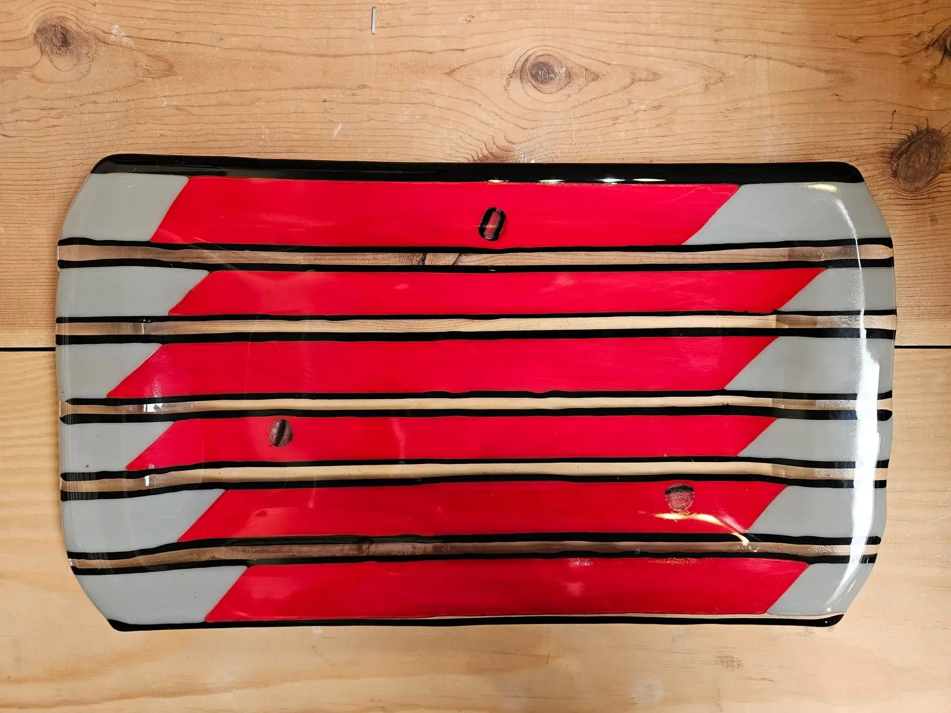 Bold Streaks Fused Glass Tray - Image 2