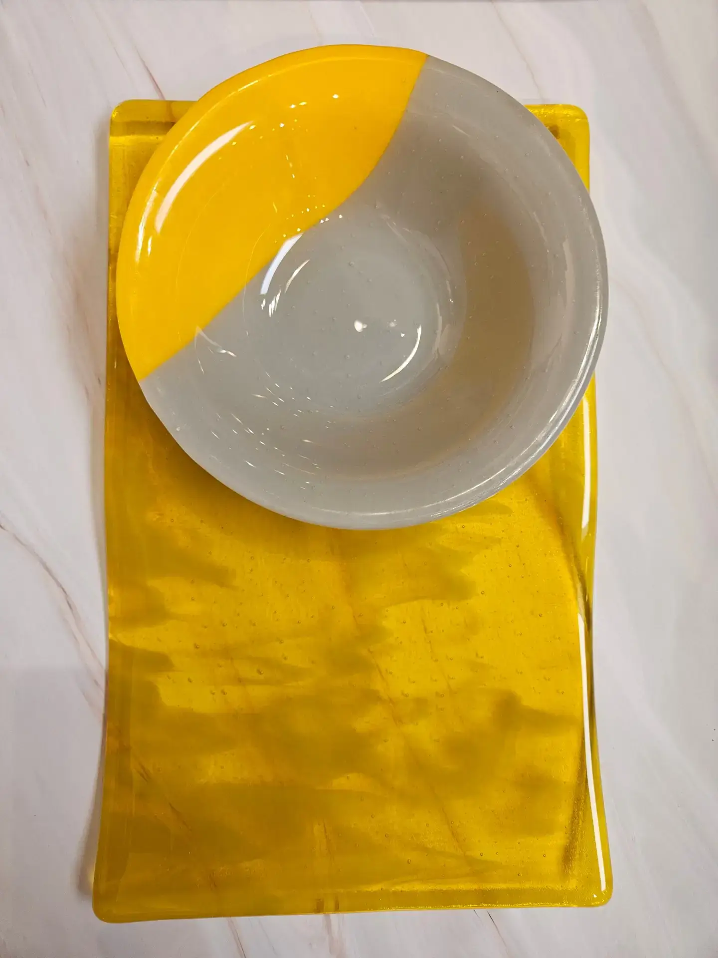 Cheerful Delight – Tray and Bowl Set - Fused Glass