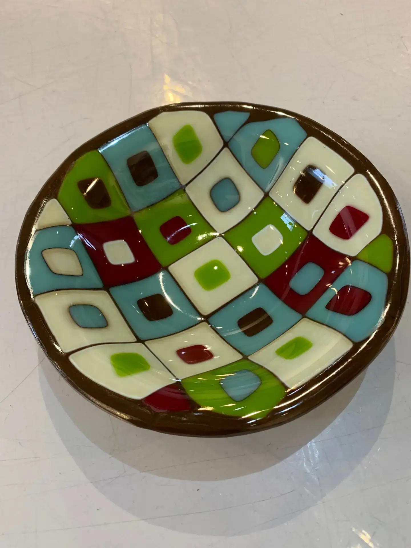 Mosaic Harmony Serving Bowl - Fused Glass