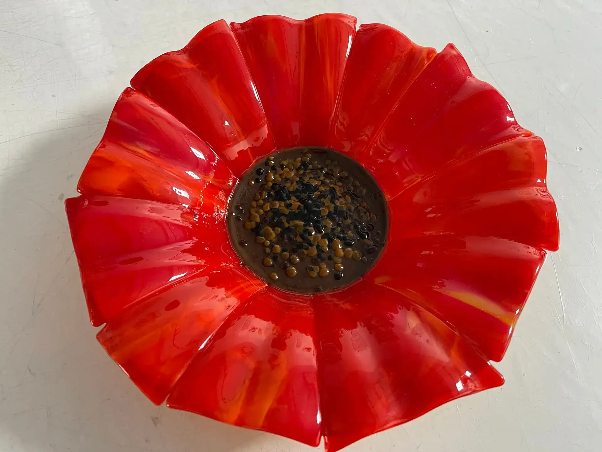 Radiant Poppy Fused Glass Bowl - Fused Glass