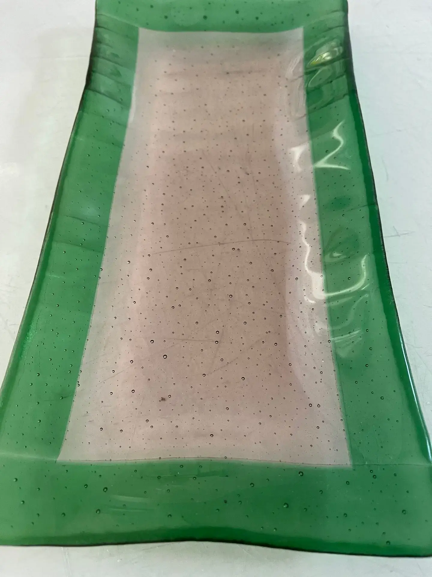Green and Clear Tray - Fused Glass