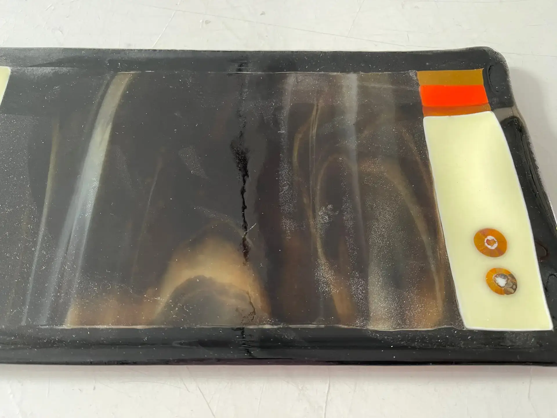 Tray – Brown, Cream and Orange - Fused Glass