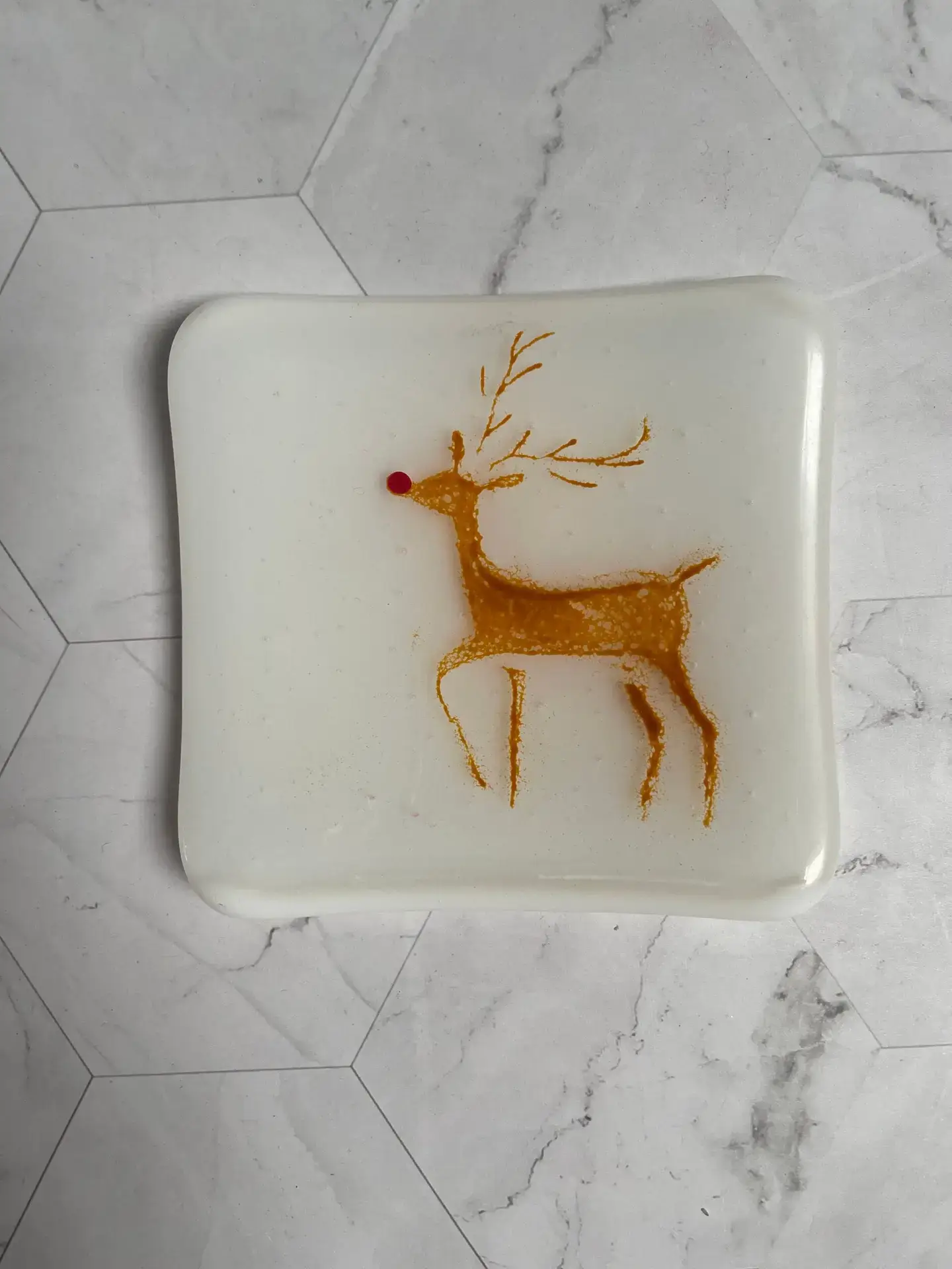 Reindeer Plate - Fused Glass