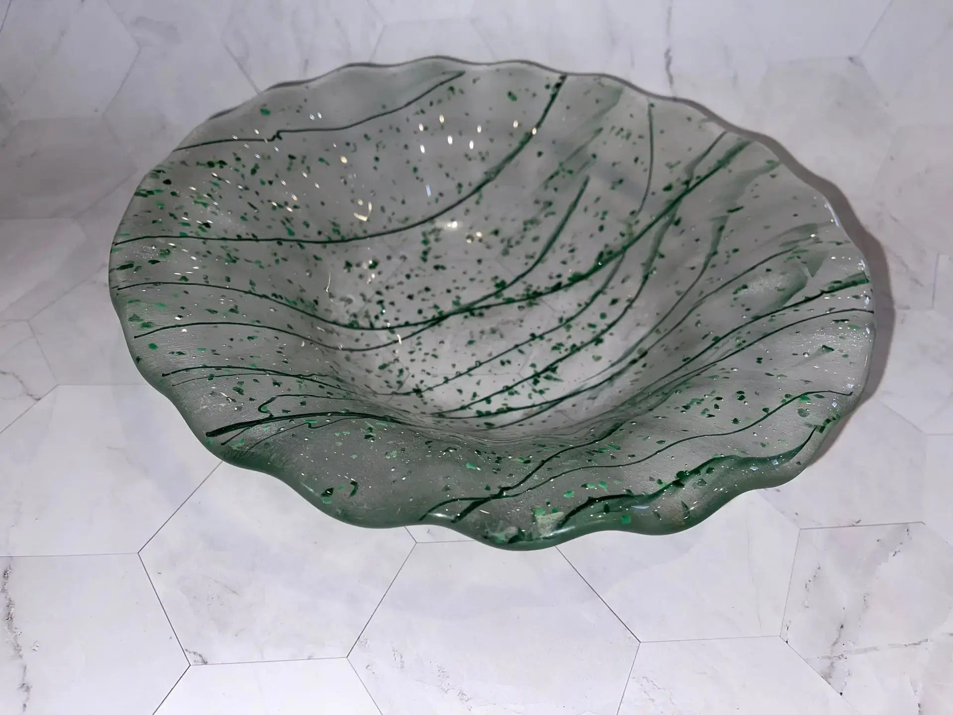 Clear Bowl with Ruffled Edges - Fused Glass
