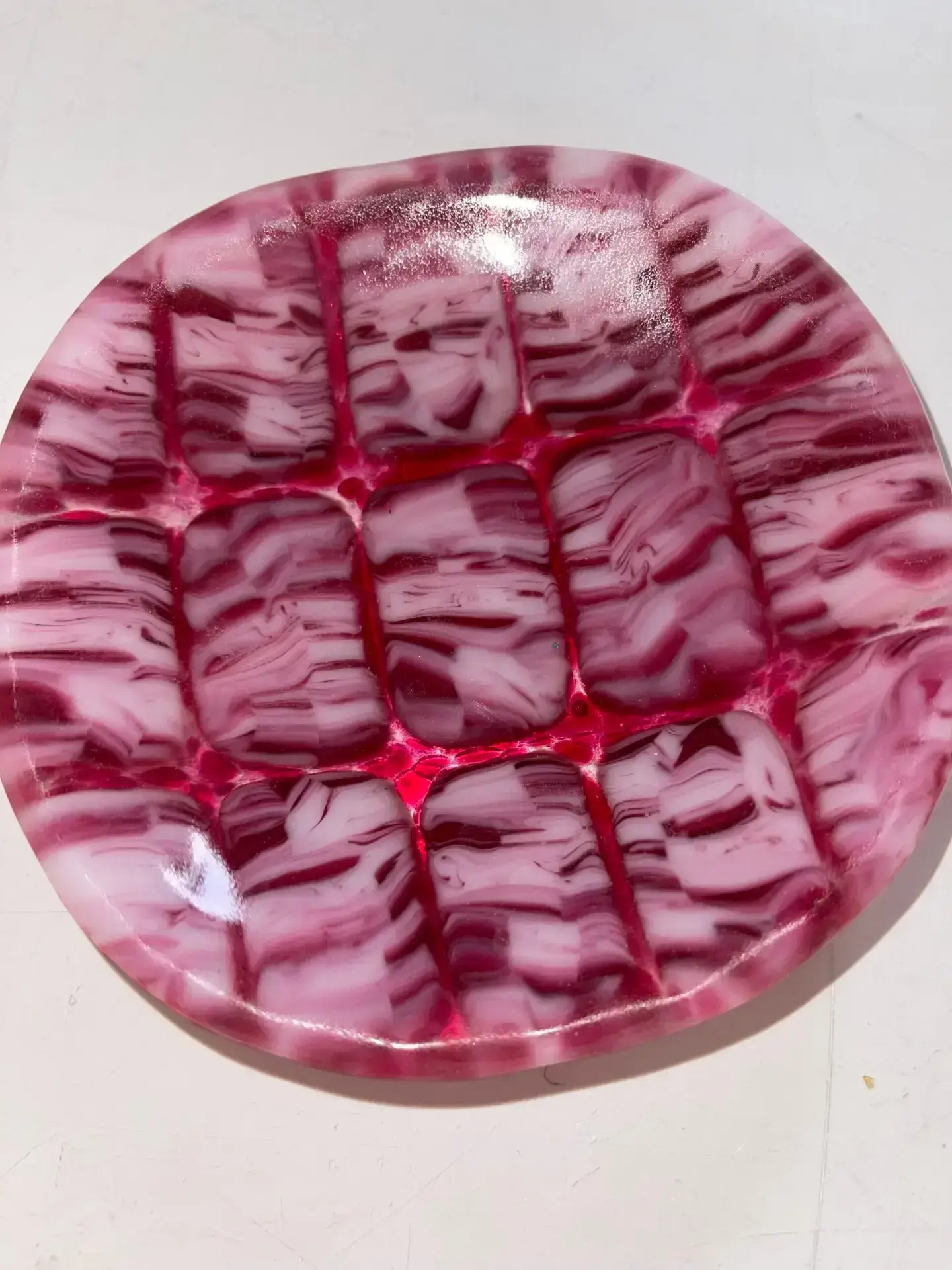 Rose Grid Plate - Fused Glass