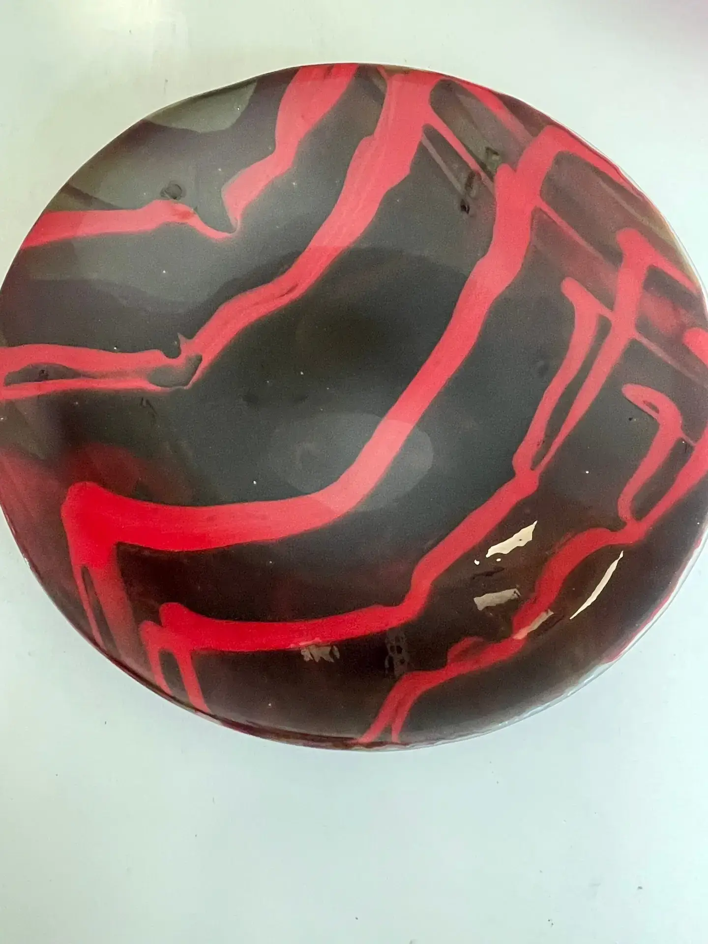 Black and Red Fused Glass Tray - Fused Glass