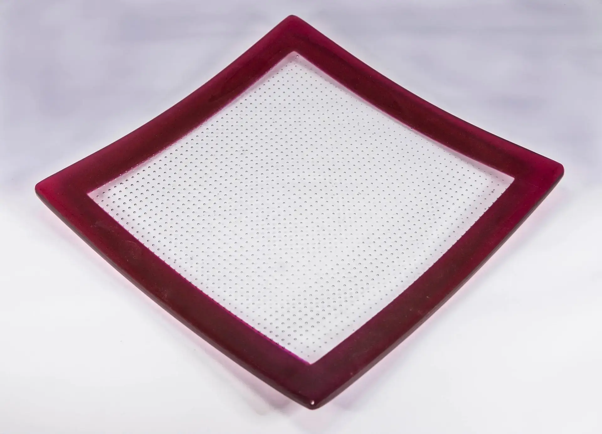 Cranberry Bubble Plate - Fused Glass