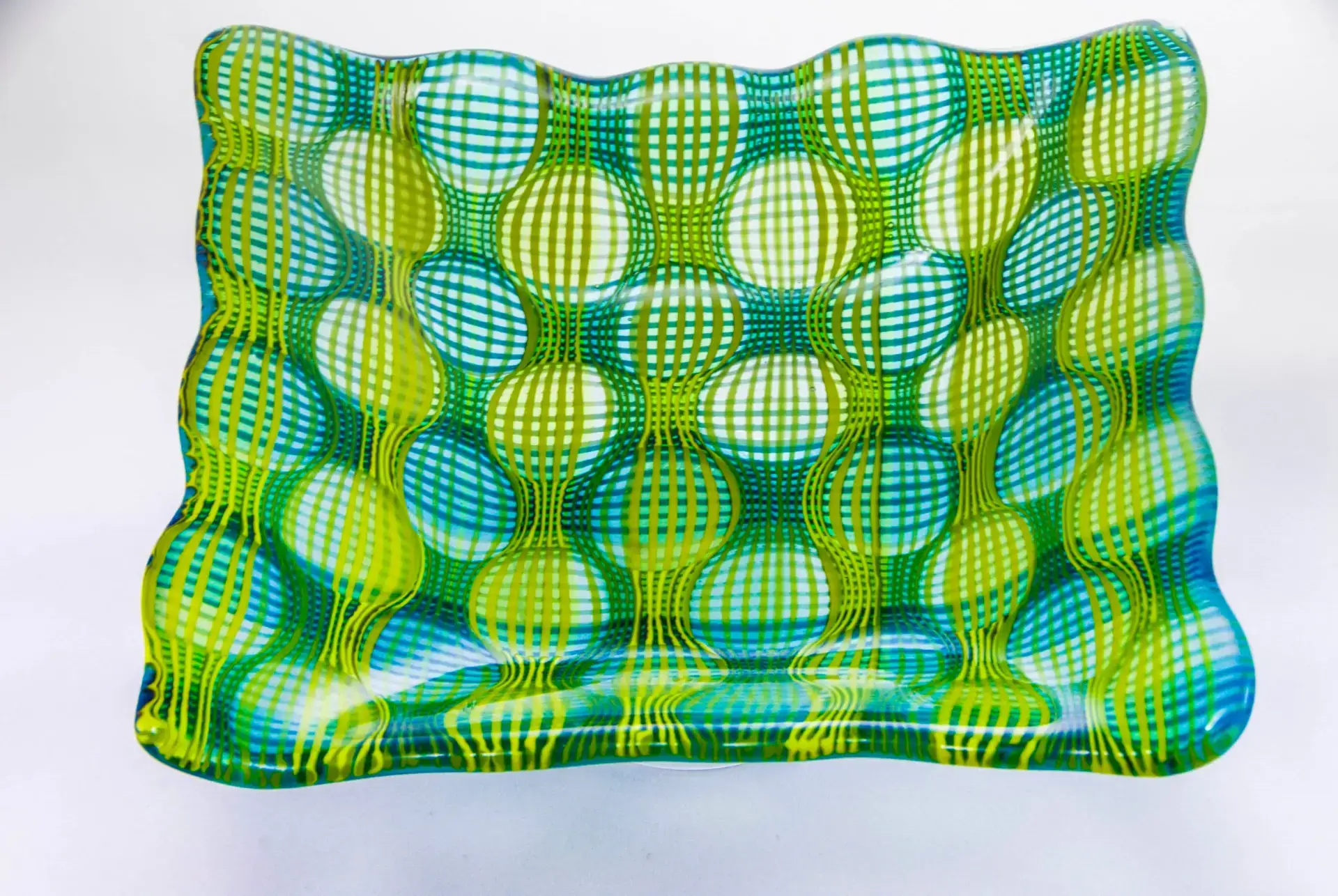Lime Moiré Fused Glass Tray - Fused Glass