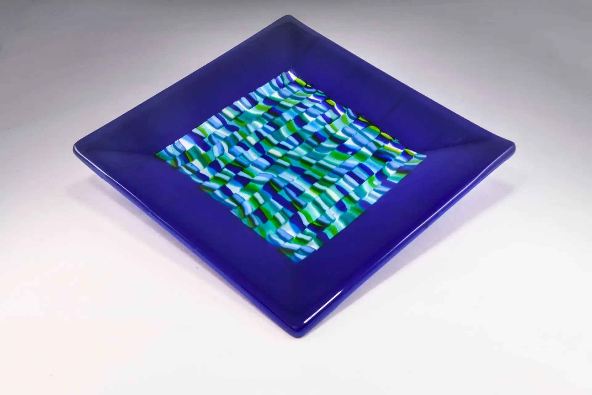Blue Ocean Ripple - Fused Glass