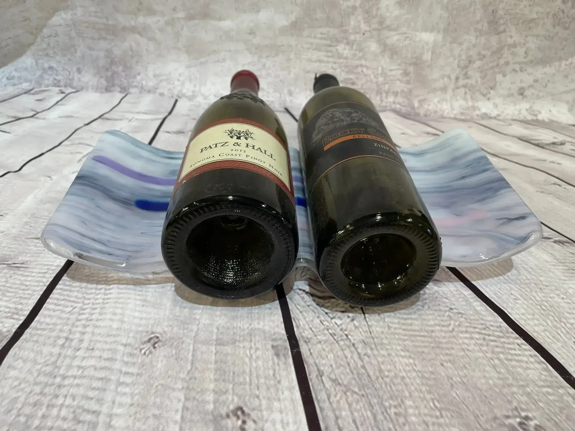 Lavender Vineyard Waves 4 Bottle Wine Rack - Fused Glass