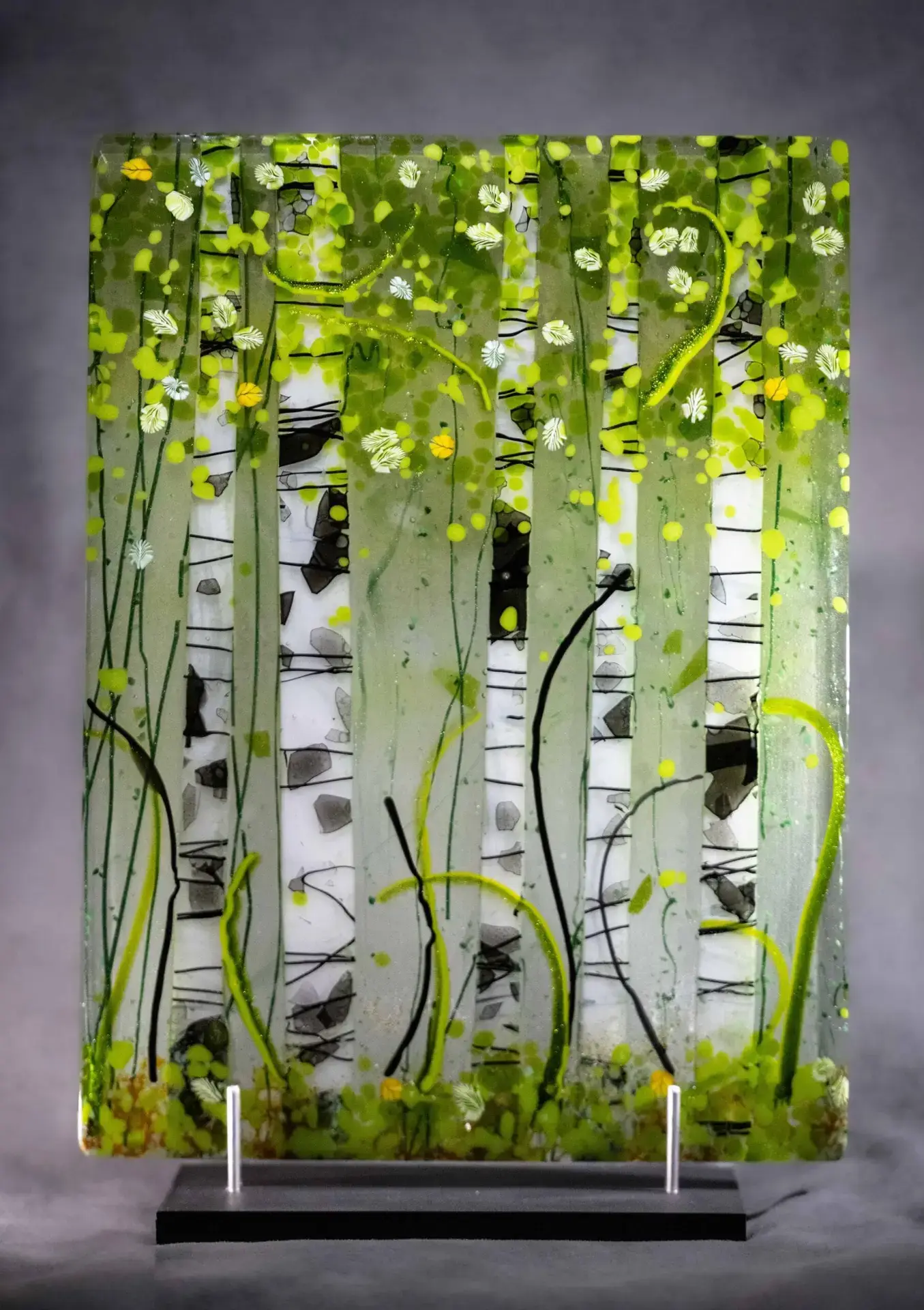 Summer Birch Canopy - Fused Glass