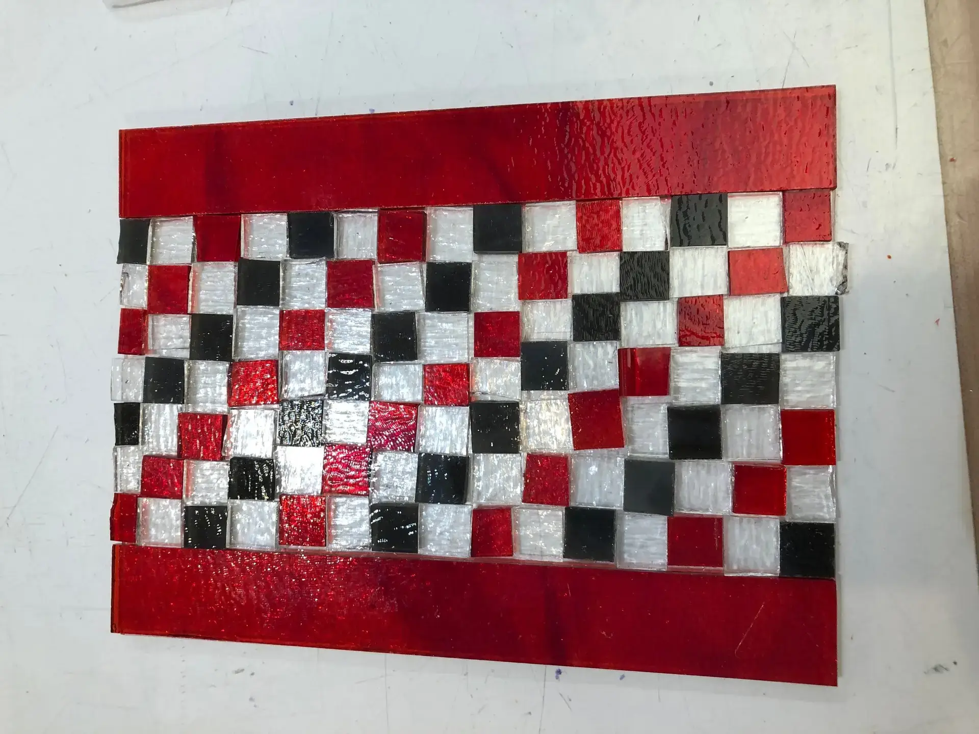 Checkerboard Fused Glass Tray - Fused Glass