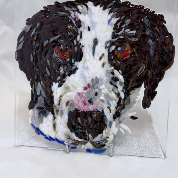 Custom Pet Portrait – Dog Sculpture (Commission Sample) - Fused Glass