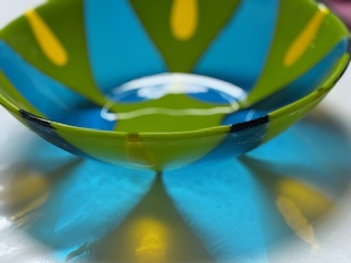Fused Glass Bowl with Transparent Color Inserts – (Commission Sample) - Fused Glass