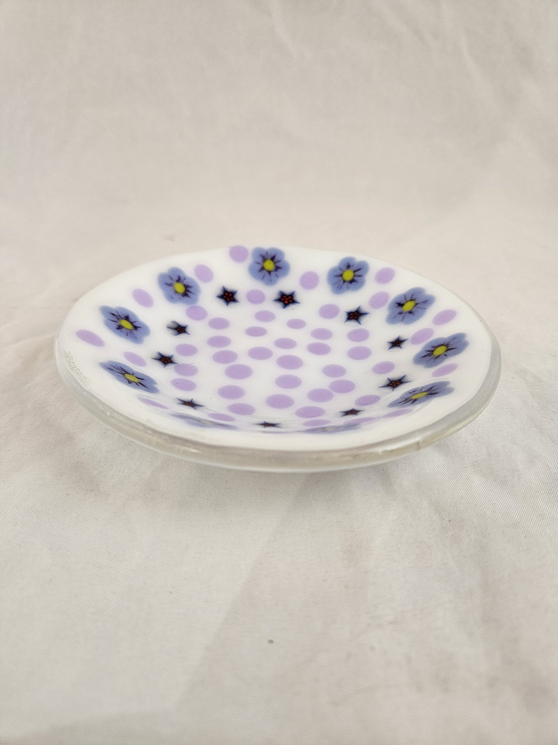 Additional view of Petal Scatter floral fused glass dish