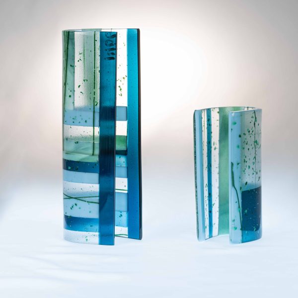 Blue Ribbons - Fused Glass