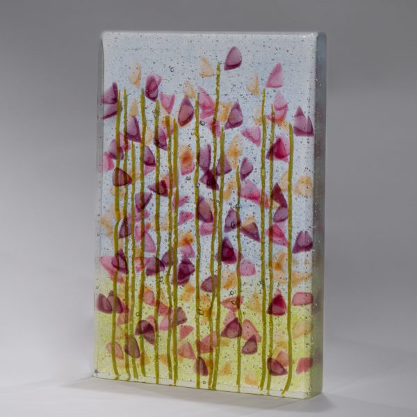 Watercolor Pink Petal Sculpture - Fused Glass