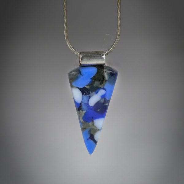 Deep Blue Wedge Pendant - Fused Glass