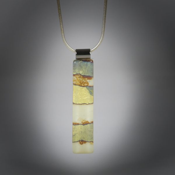 Silver Striped Pendant - Fused Glass