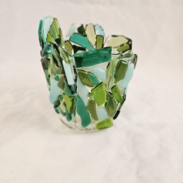 Leaf Flight Votive Candle Holder - Fused Glass
