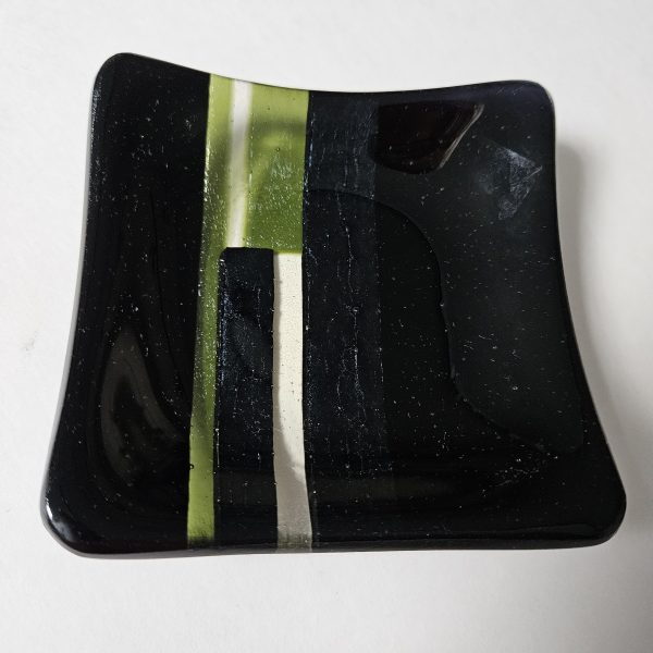 Nightfall with Leaf Line - Fused Glass