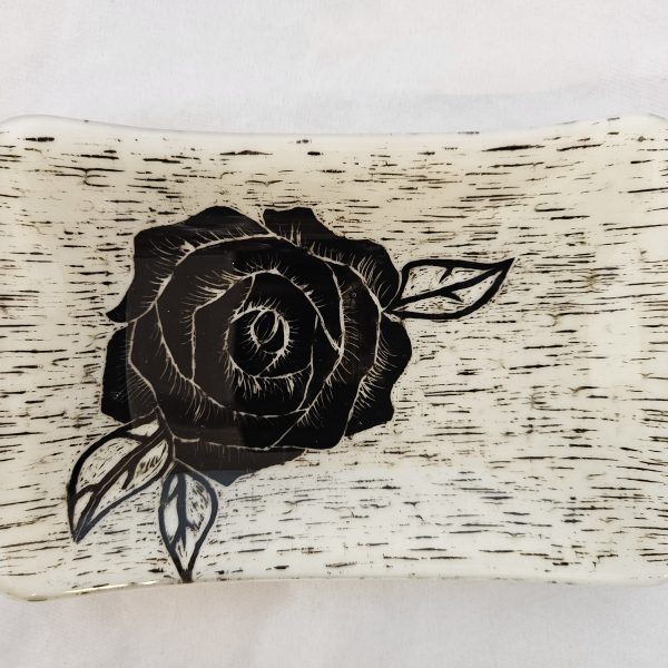 Black Rose - Fused Glass