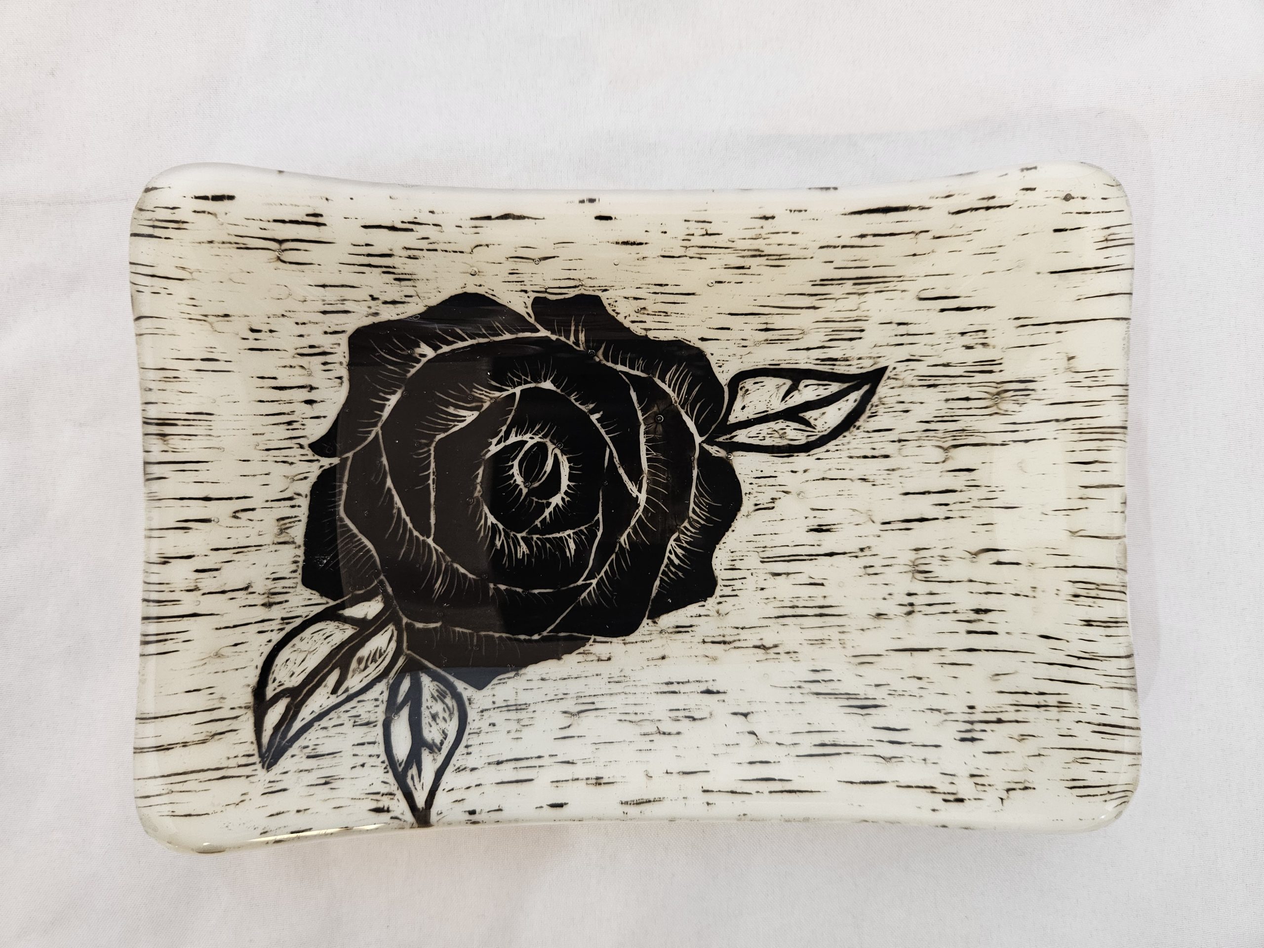 Black Rose - Fused Glass