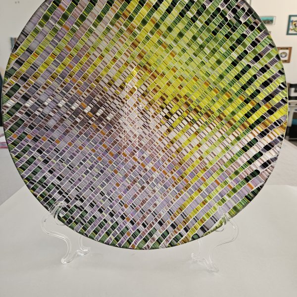 Lime & Lavender Crosslight - Fused Glass