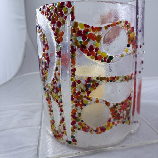 Fused Glass Lantern – Sprinkle of Joy - Fused Glass