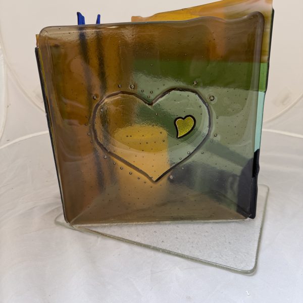 Fused Glass Lantern – Amber Flow - Fused Glass
