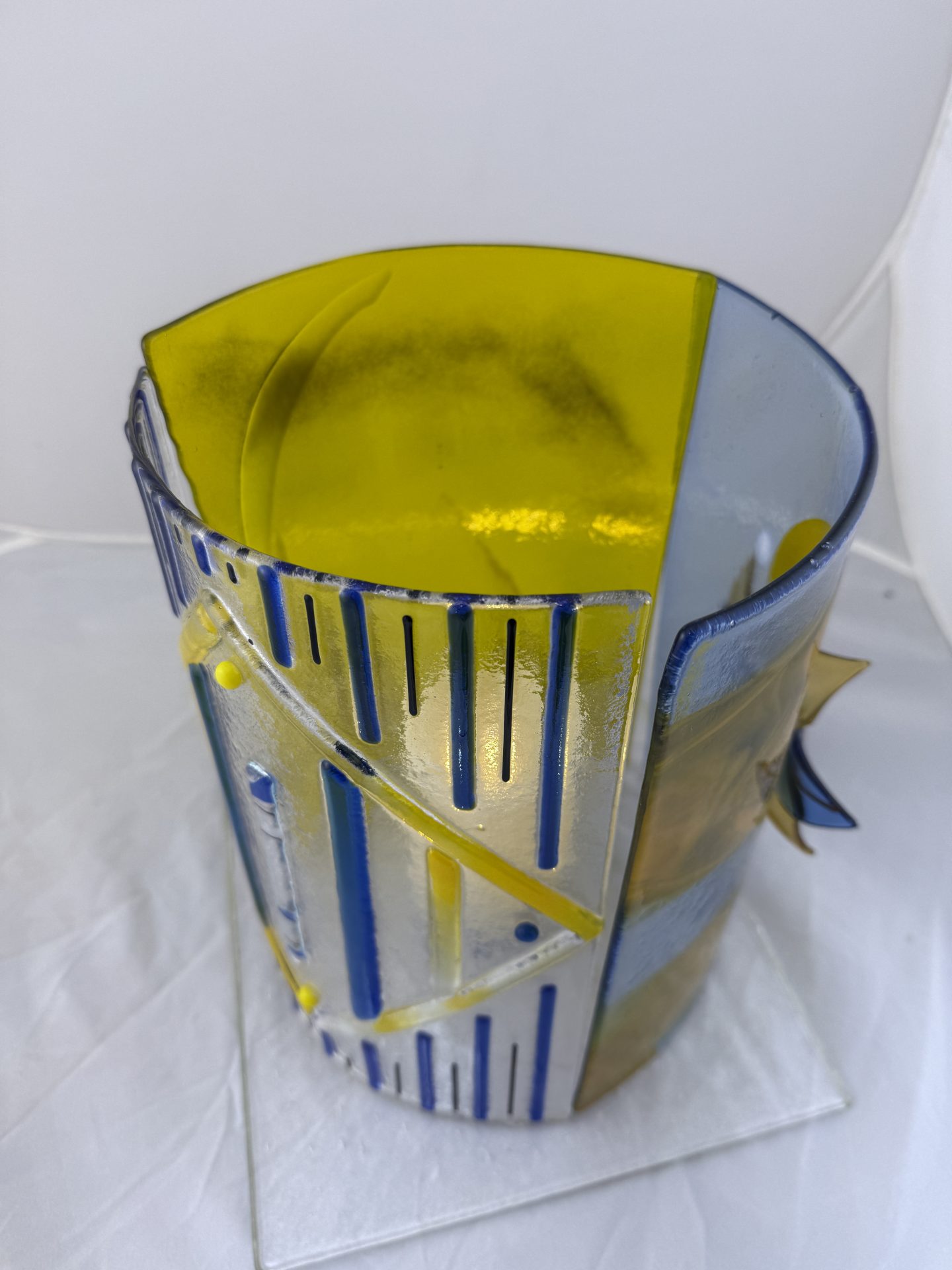 Additional view of Rhythm and Radiance fused glass lantern