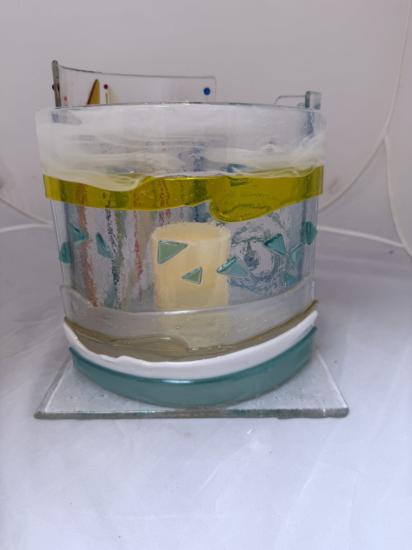 Fused Glass Lantern - Quiet Reflections - Image 2