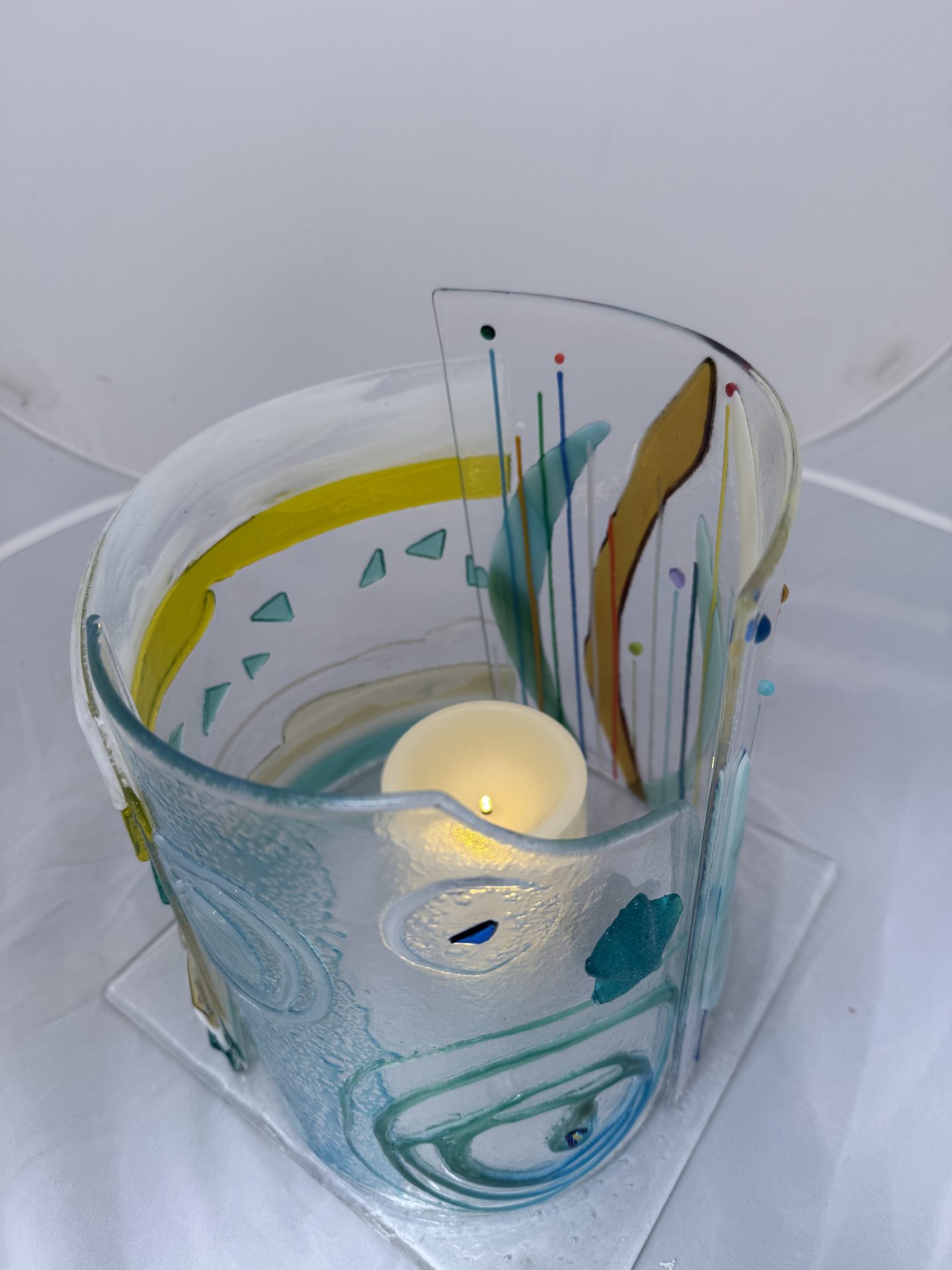 Fused Glass Lantern - Quiet Reflections - Image 3