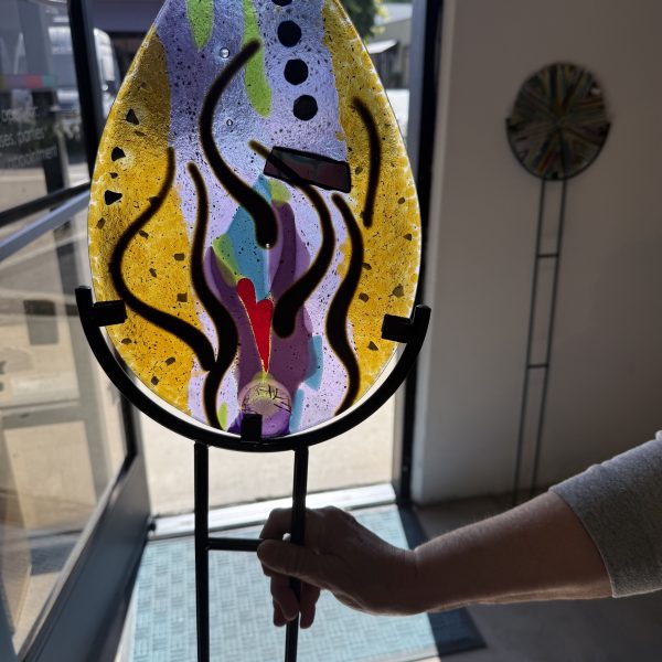 Fiesta Flame Garden Stake - Fused Glass