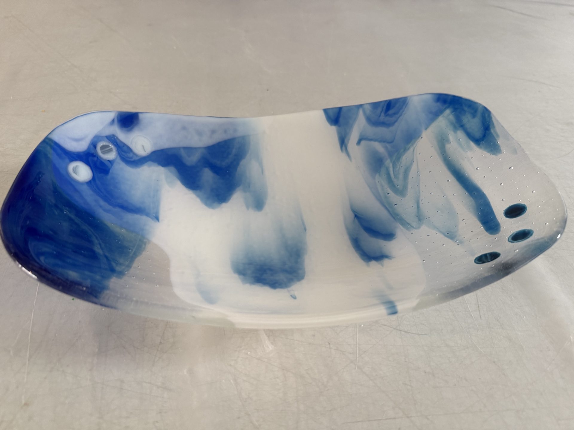 Blue Drift Serving Bowl - Fused Glass