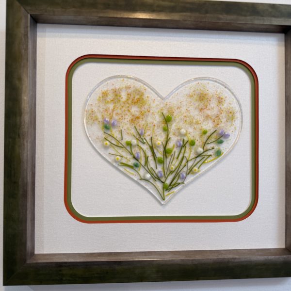 Meadow Heart Framed Fused Glass Art - Fused Glass