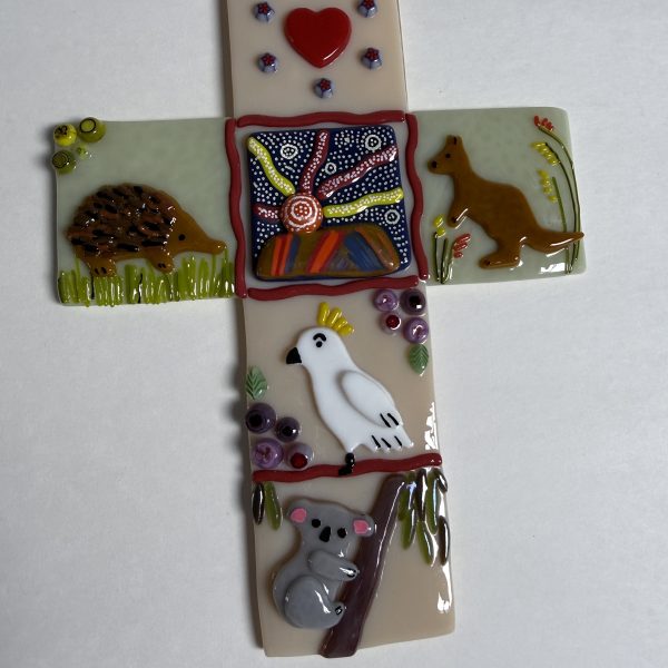 Australian Baptism Glass Cross (Commission Sample) - Fused Glass