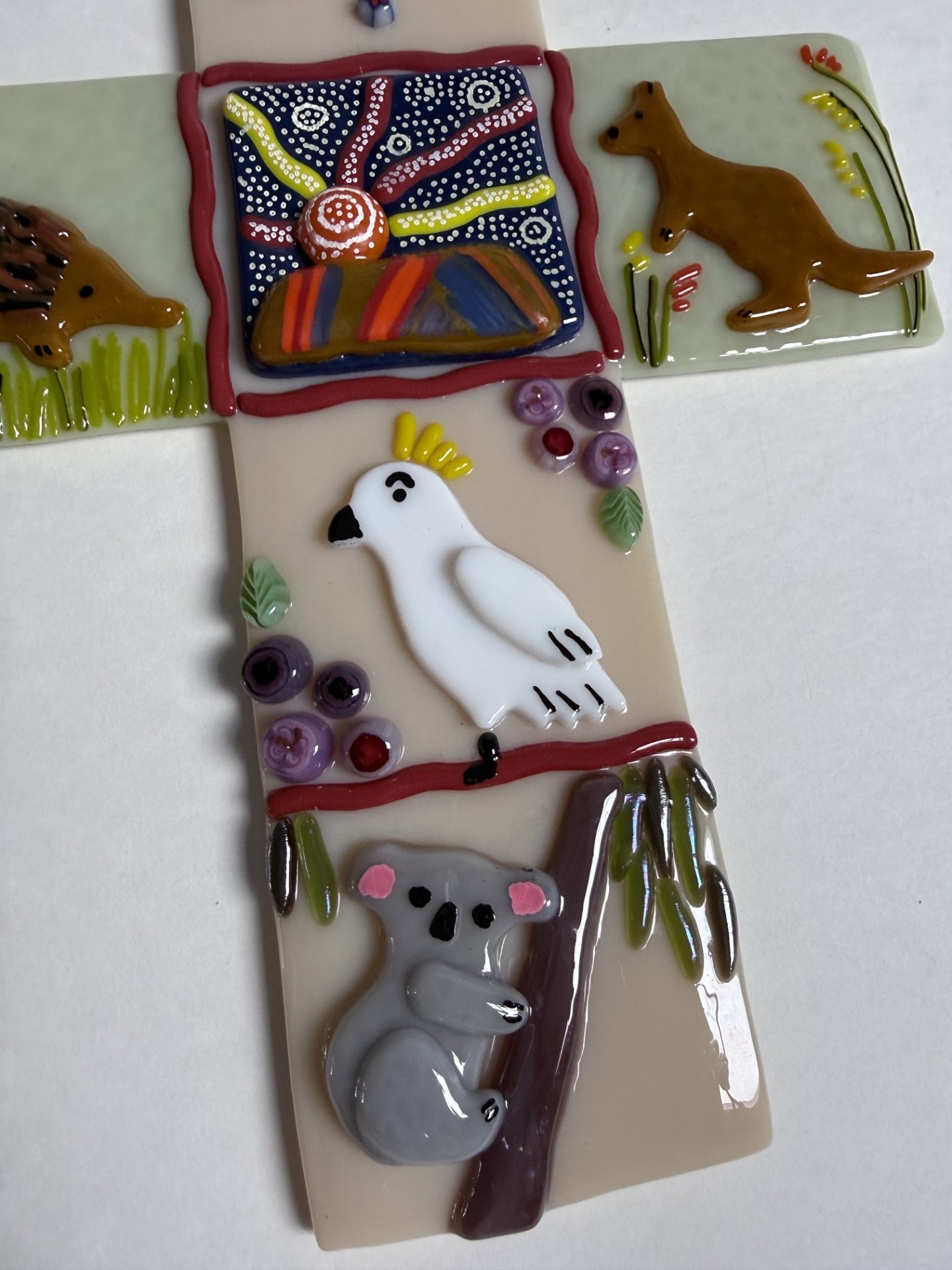 Australian Baptism Cross - Patty Heinen - Glass Arts Collective custom piece