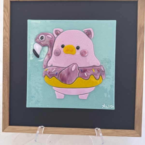 Lulu The Pig in Fused Glass (Commission Sample) - Fused Glass