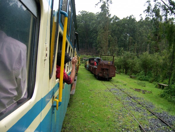 A selfie of the train's curvy path