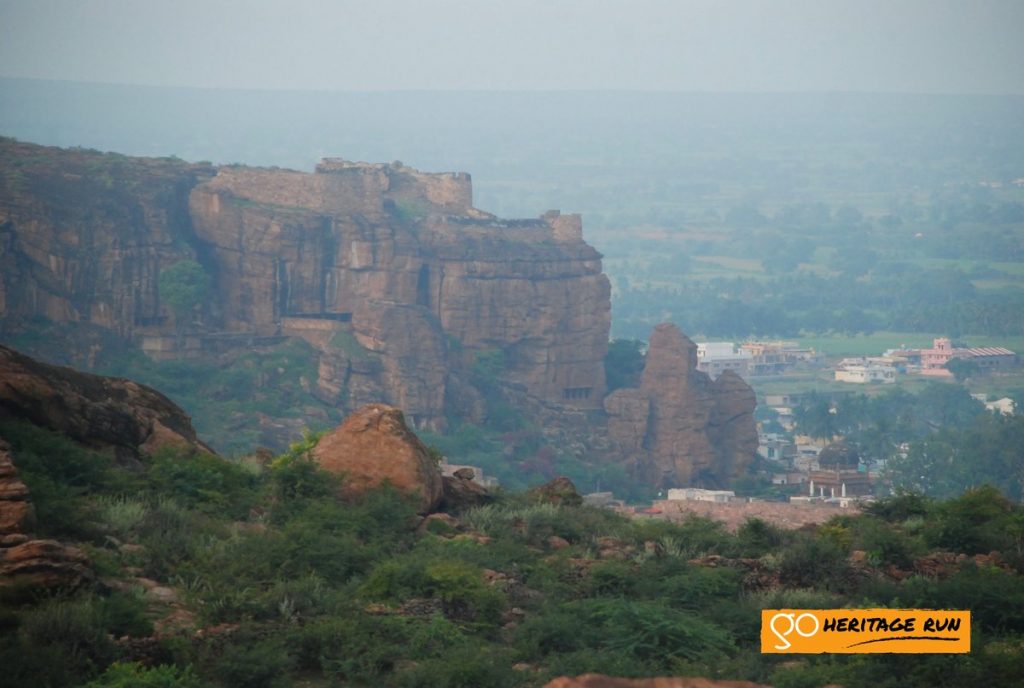 Badami rocky cliffs and temples