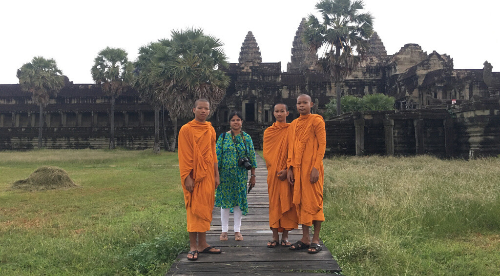 Pre-dawn temple approach