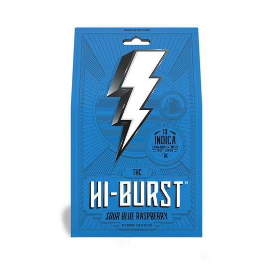 HiBurst Sour Blue Raspberry Indica Fruit Chews HERB